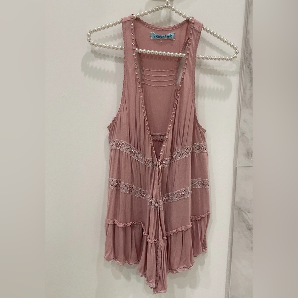 🔴PINK SLEEVELESS RUFFLED TOP🔴